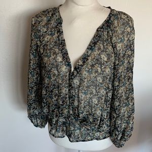 Joie Floral Peplum Silk Blouse - size XS